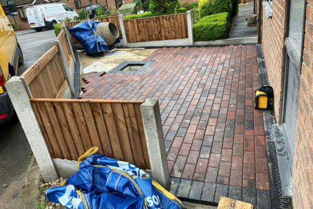 Block paving with contrasting border